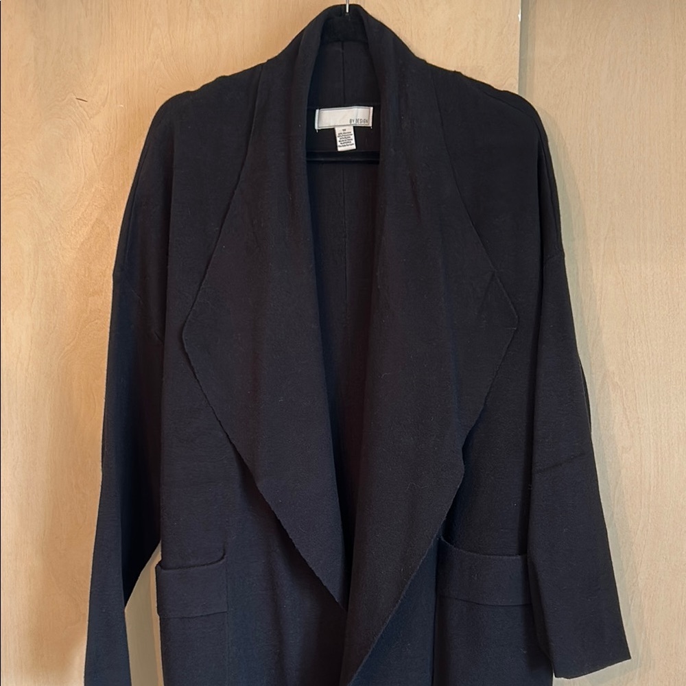 Black Cape Jacket with Draped Collar